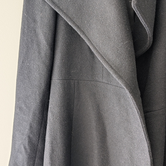Black Charcoal Calvin Klein Wool Asymmetrical Wrap Coat – Size Large - Picture 8 of 11
